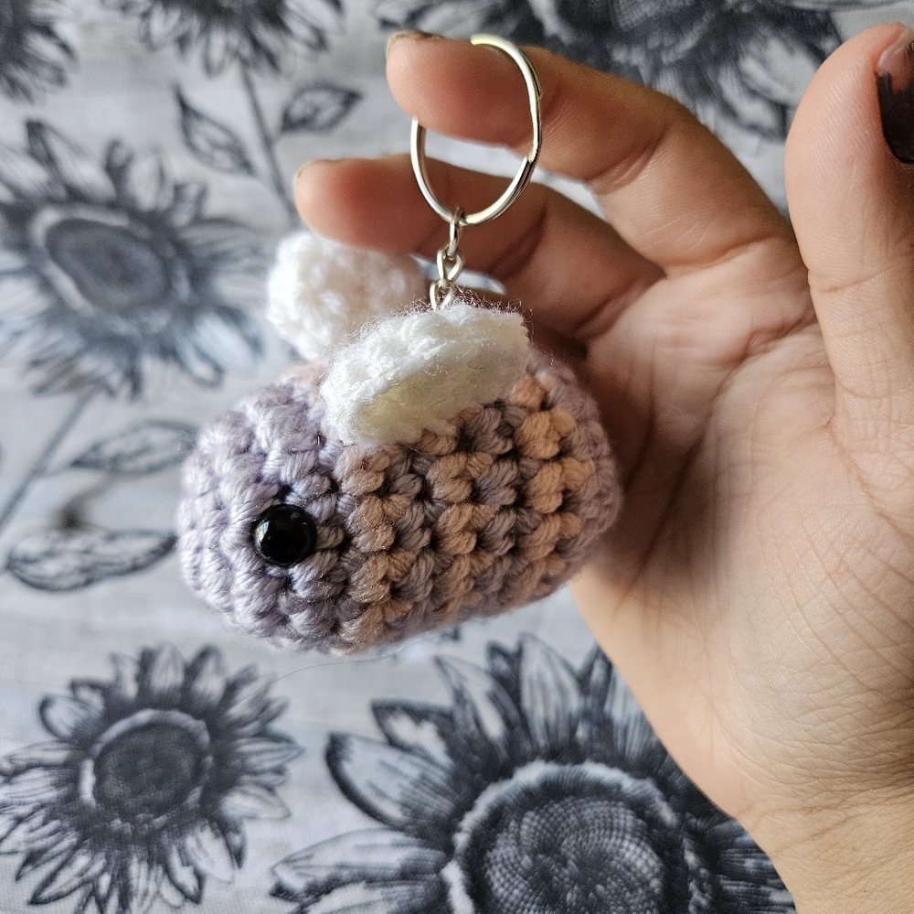 Crochet Purple and pink Bumble bee keychain
